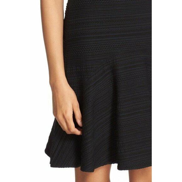 $395 Rebecca Taylor Vneck Fit & Flare Flounce Hem Little Black Dress 2 NEW - Picture 4 of 16